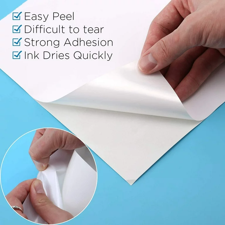 Papel autoadesivo personalizado à prova d'água fosco a4 pp 100um pp, adequado para impressoras jato de tinta/laser, papel adesivo a4